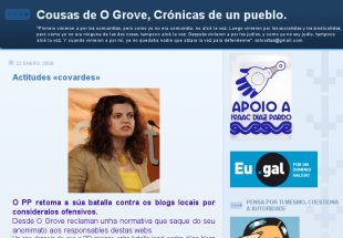 Portada de 'Cousas do Grove', blog denunciado hai un ano polo PP